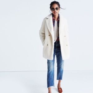 Madewell Ivory Sherpa peacoat fuzzy teddy coat